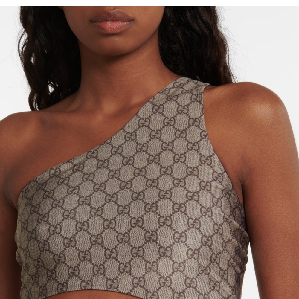 Gucci GG Monogram One Shoulder Cutout Swimsuit S NWT $790 - Picture 3 of 9